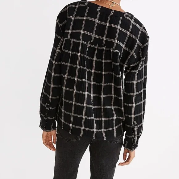 Madewell Lightspun Evert Top in Windowpane - Picture 2 of 7